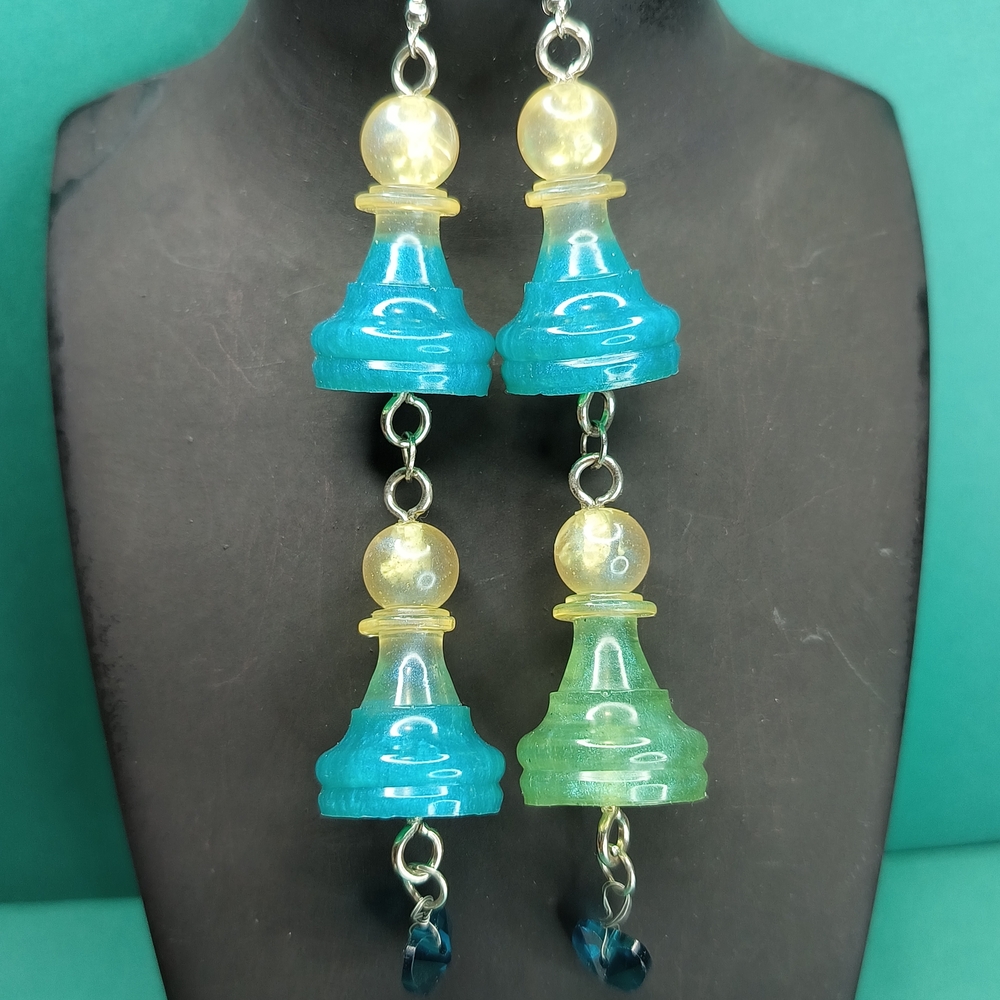 Elegant Blue and Yellow Dangle Earrings